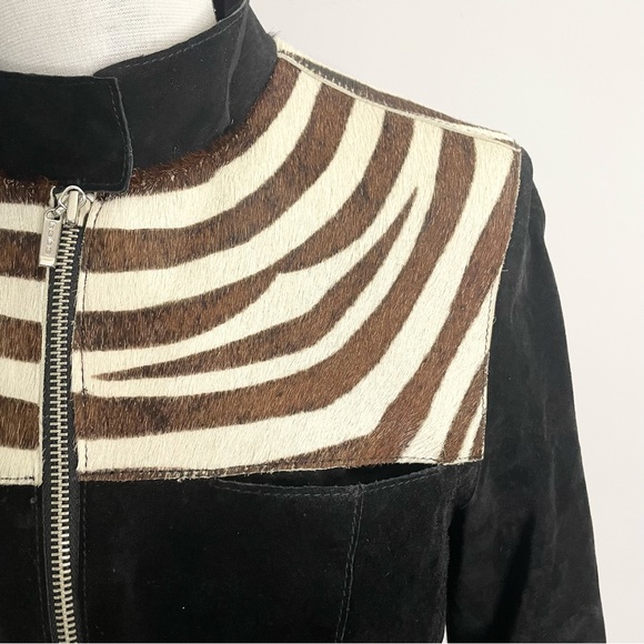 bebe Black and White Leather Jacket Timeless Elegance - Picture 6 of 9